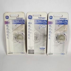 3 GE Specialty Halogen 1+ Year Life 10w 140 Lumens T3 Bulb Type G4 Base 12 Volts